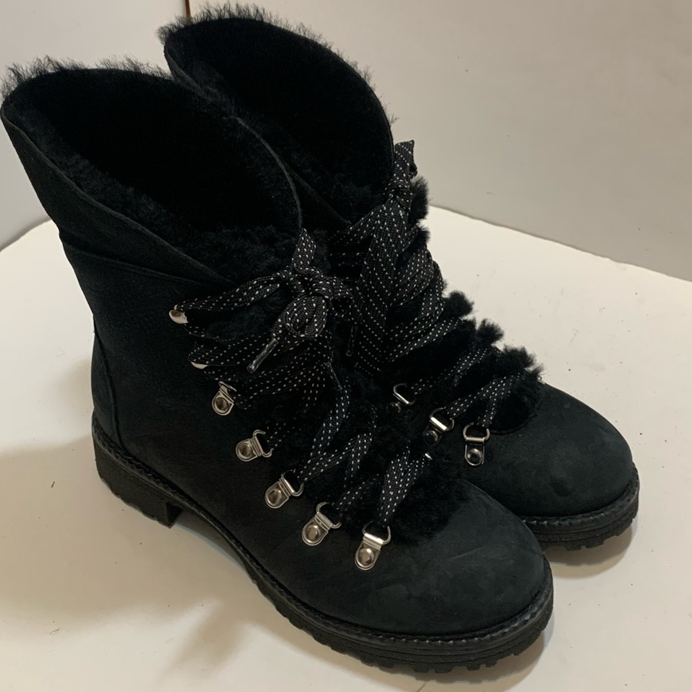 J Crew Women's Black Lace-Up winter Boots